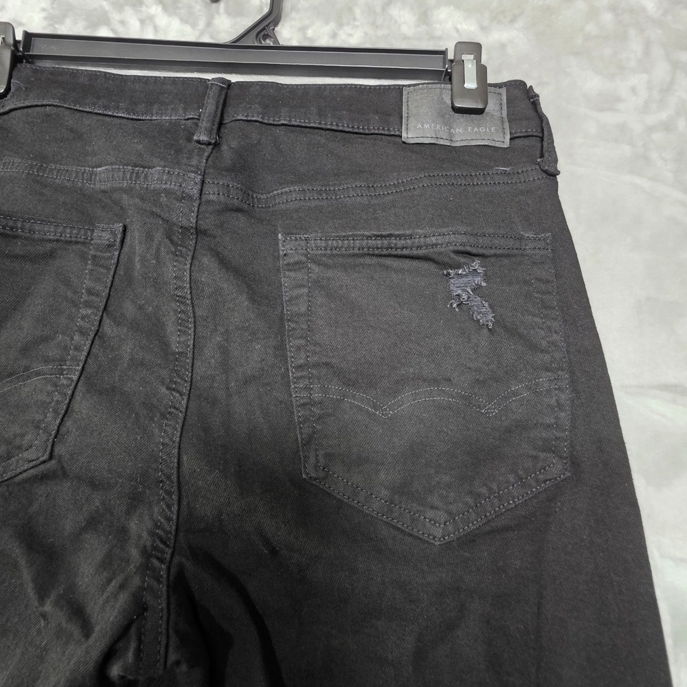 American Eagle Athletic Skinny Distressed Black Jeans Mens 33x32 - Picture 9 of 9